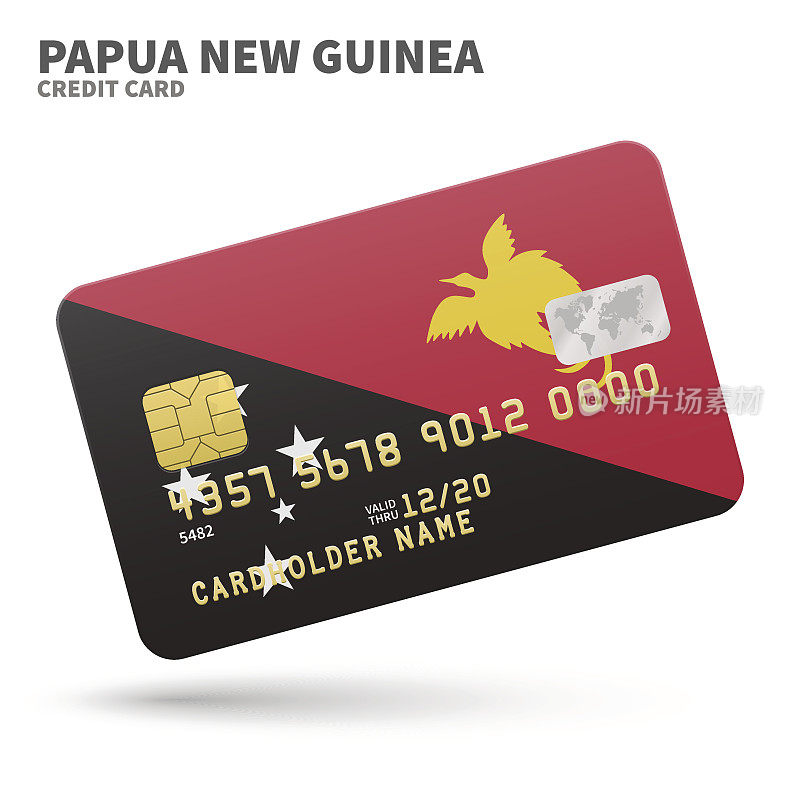 Credit card with Papua New Guinea flag background for bank